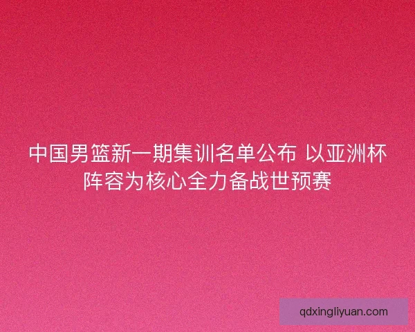 中国男篮新一期集训名单公布 以亚洲杯阵容为核心全力备战世预赛