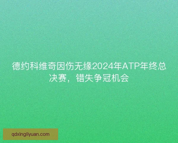 德约科维奇因伤无缘2024年ATP年终总决赛，错失争冠机会