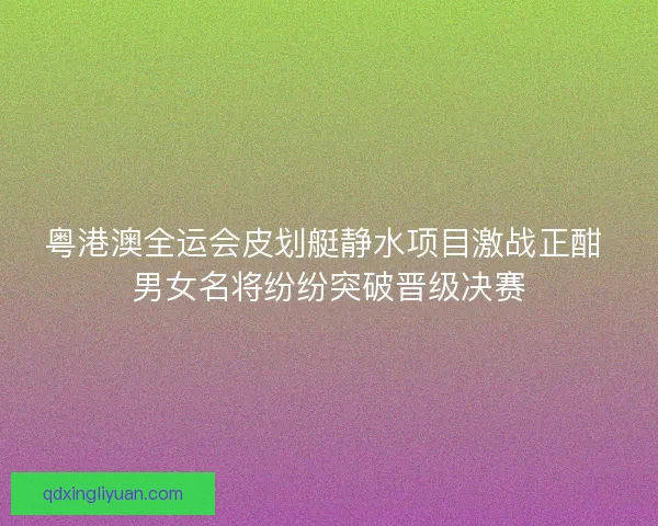 粤港澳全运会皮划艇静水项目激战正酣 男女名将纷纷突破晋级决赛
