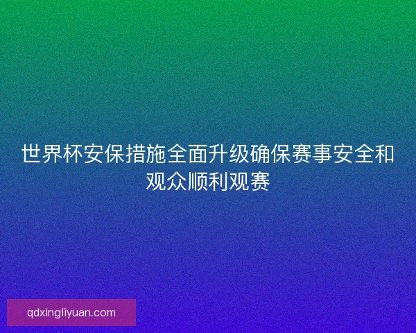 世界杯安保措施全面升级确保赛事安全和观众顺利观赛 世界杯安保措施全面升级确保赛事安全和观众顺利观赛