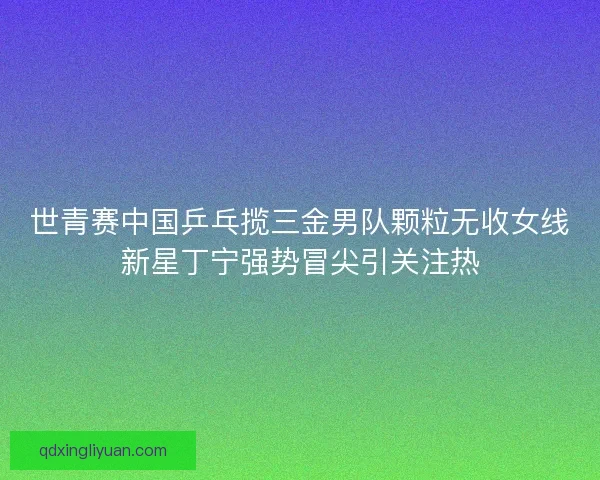 世青赛中国乒乓揽三金男队颗粒无收女线新星丁宁强势冒尖引关注热 世青赛中国乒乓揽三金男队颗粒无收女线新星丁宁强势冒尖引关注热