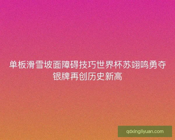 单板滑雪坡面障碍技巧世界杯苏翊鸣勇夺银牌再创历史新高 单板滑雪坡面障碍技巧世界杯苏翊鸣勇夺银牌再创历史新高